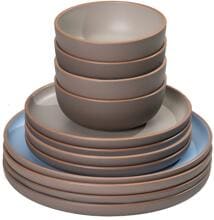 EuroTrail Florento Geschirrset, 12-teilig, light blue/taupe/light grey/taupe