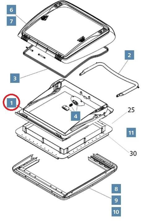Außenrahmen - Dometic Ersatzteil Nr. 4460004064 - für Mini Heki FL - cremeweiß