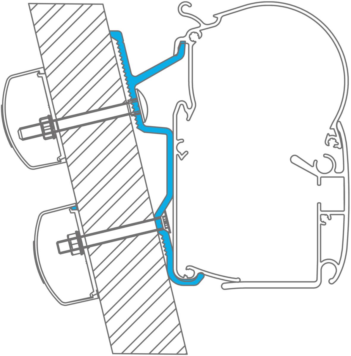 Dometic Perfect Wall (1100/1500) Adapter für Fiat Ducato (H3), 550cm