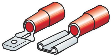 Lampa Flachsteckhülse und -stecker für 6,3mm Steckgehäuse, rot, 40er-Pack