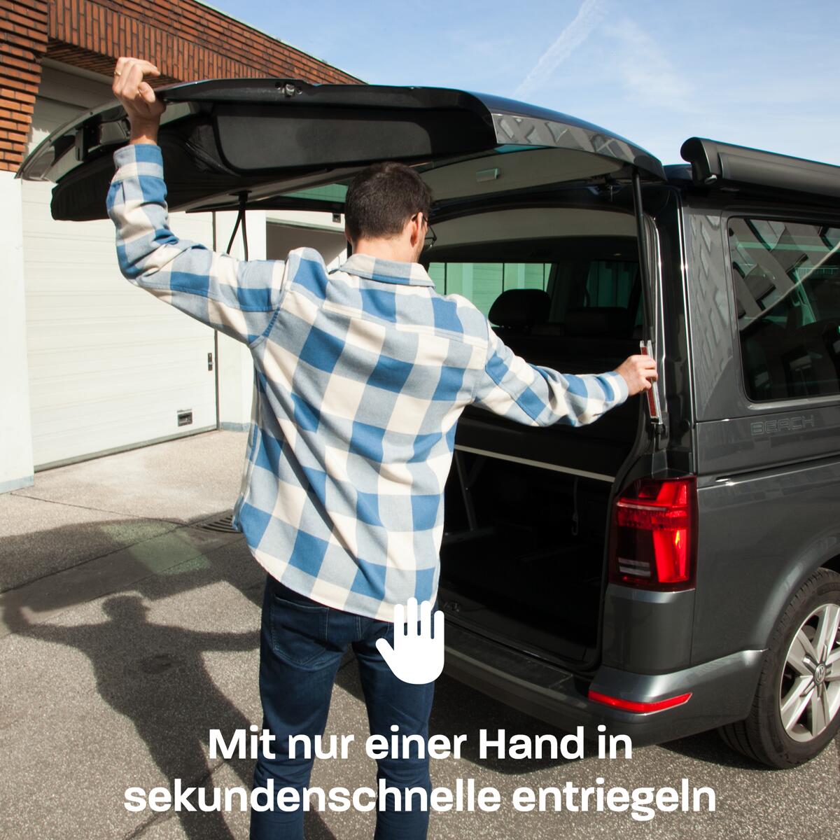 Xibao Heckklappenhalter Edelstahl - Für Frischluft Im Auto Bei T5 & T6 Nutzfahrzeugen