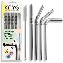 KNYG Edelstahl-Trinkhalm, 4er-Set, silber