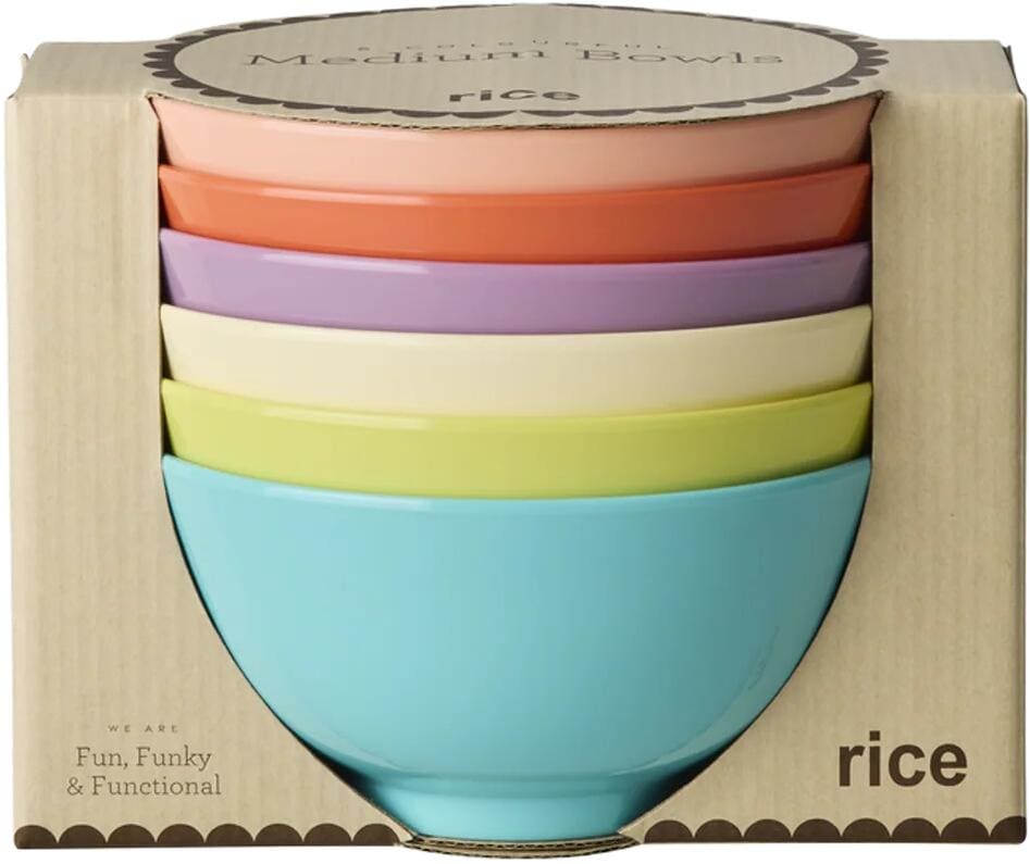 Rice Melamin Schüssel, Glory Days Farben, 700 ml, 6er Pack