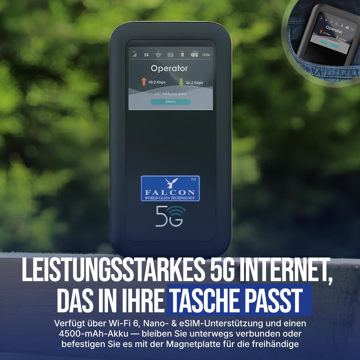 Falcon DIY 5G LTE Fensterantenne mit 5G CAT22 WLAN Router bei Camping ...
